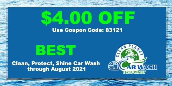 $4 off 'Best' wash package - Use coupon code: 83121