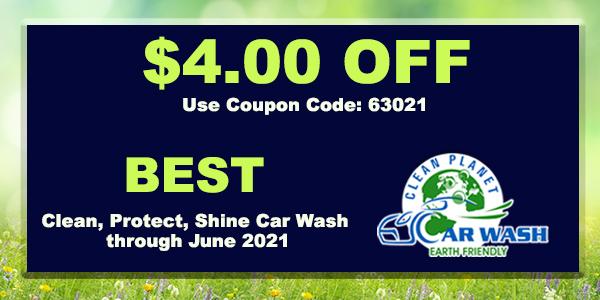 $4 off 'Best' wash package - Use coupon code: 63021