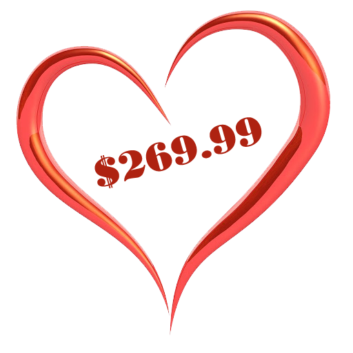 Heart illustration with 269.99 inside